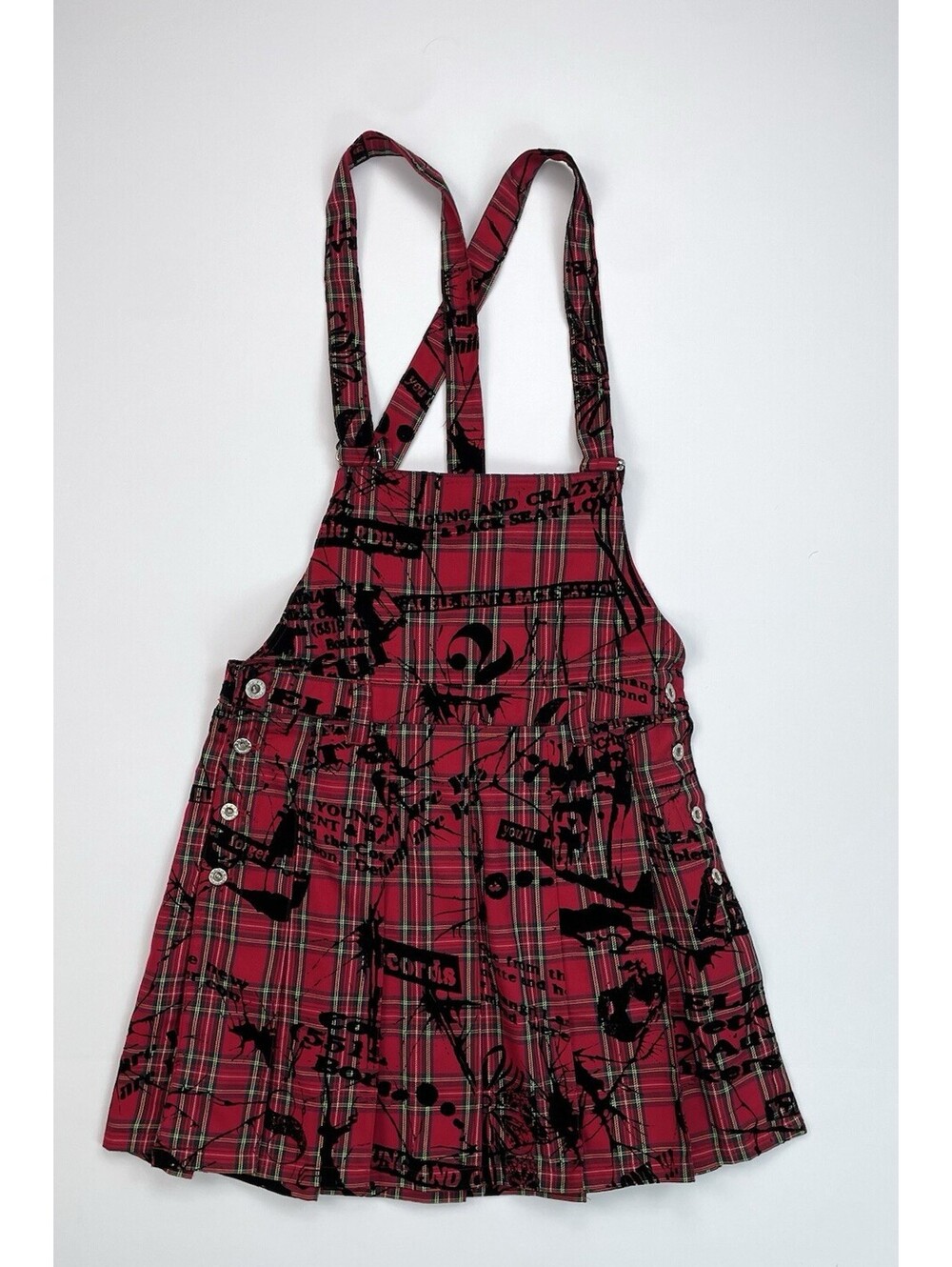 VTG Ba-Tsu Club Plaid Pinafore Dress 90s Harajuku Punk Jumper Japanese S M?